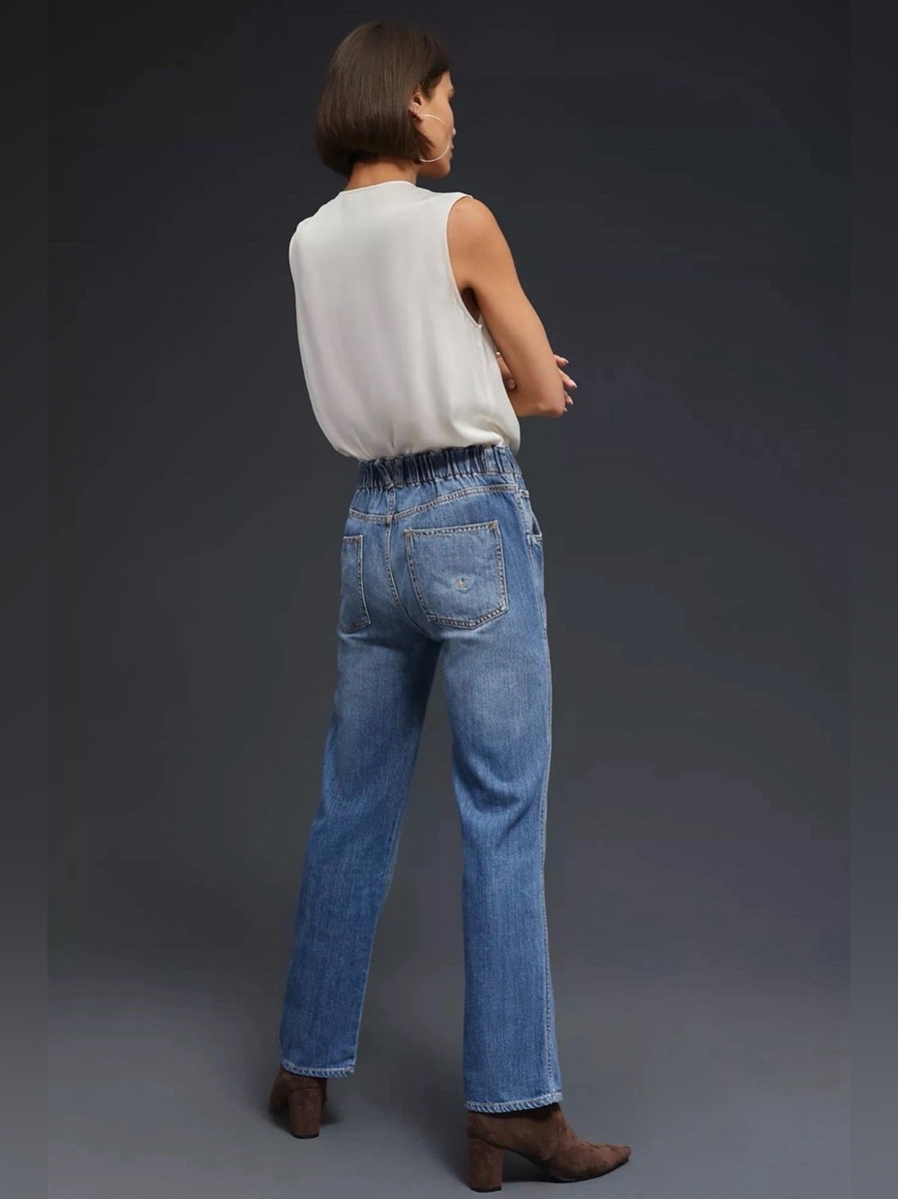 HUDSON Jeans Remi High Rise Straight Leg Ankle Womens Sz 31 Elastic Waist - Picture 2 of 10